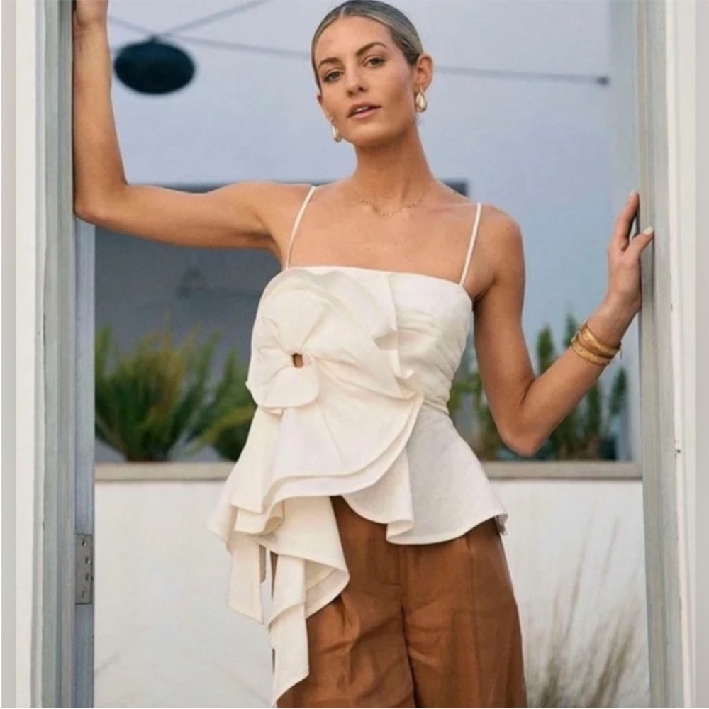 ANTONIO MELANI x MG Style Cream Ruffle Blouse